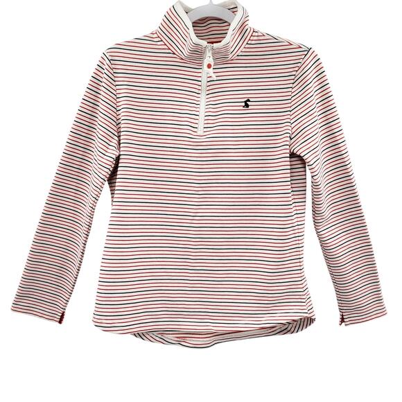 JOULES Clothing White Red Black Striped Long-Sleeve 1/4 Zip Sweatshirt Women's 6 - Picture 1 of 10